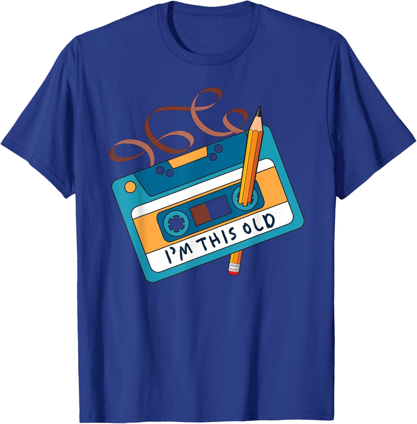 I'm This Old Cassette Tape Pencil 90s 80s Retro Vintage T-Shirt - T-Shirt | Royal
