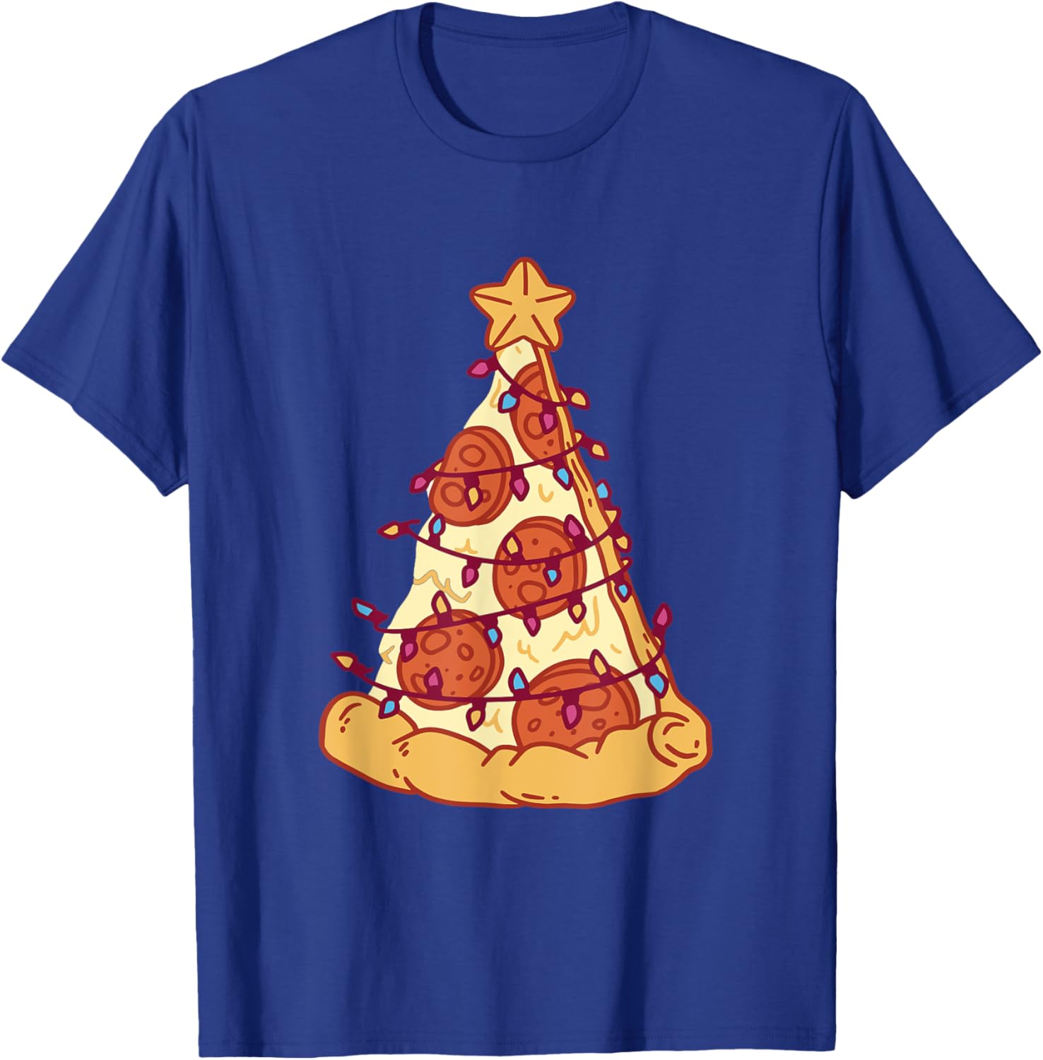 Pizza Christmas Tree Pepperoni Pizza Slice Food Xmas Party T-Shirt - T-Shirt | Royal