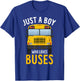 Just A Boy Who Loves Buses Cute Yellow Bus Lover Kids Boys T-Shirt - T-Shirt | Royal