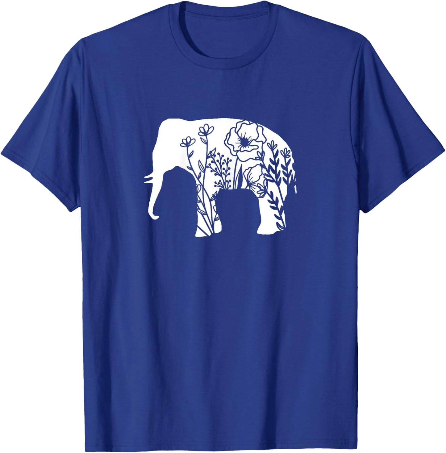 Girls Floral Elephant with Flower Graphic for Teens Mom T-Shirt - T-Shirt | Royal