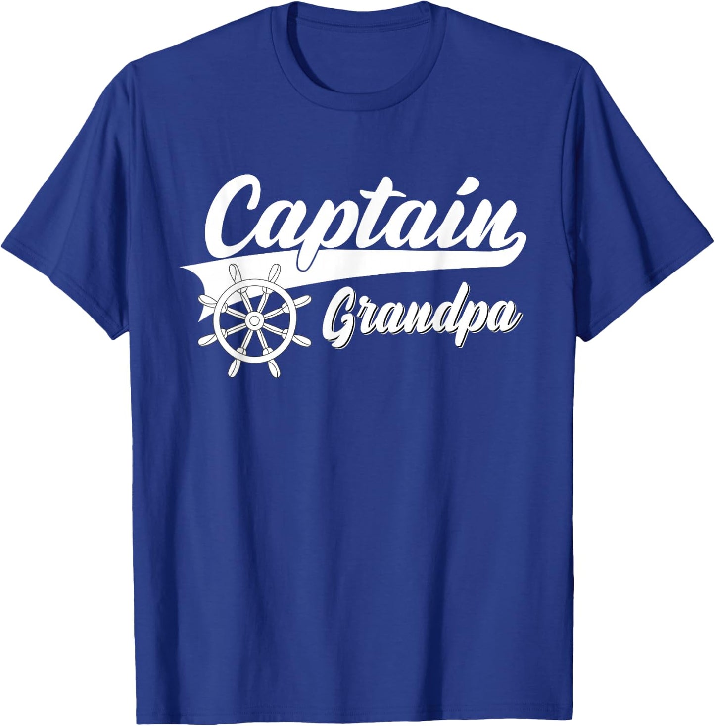 Captain Grandpa Boating Anchors & Wheel | Boat Captain T-Shirt - T-Shirt | Royal