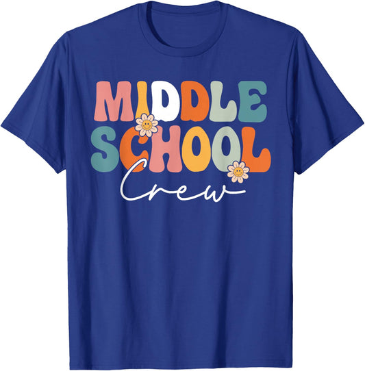 Middle School Crew Team Retro Groovy Vintage Back To School T-Shirt - T-Shirt | Royal