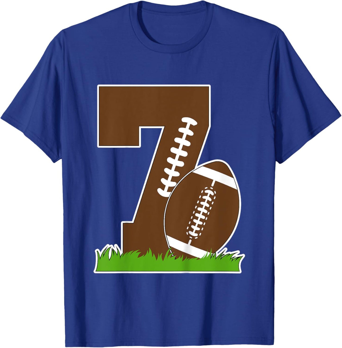 Kids 7th Birthday Football Boy Seven Year Old Football Player T-Shirt - T-Shirt | Royal