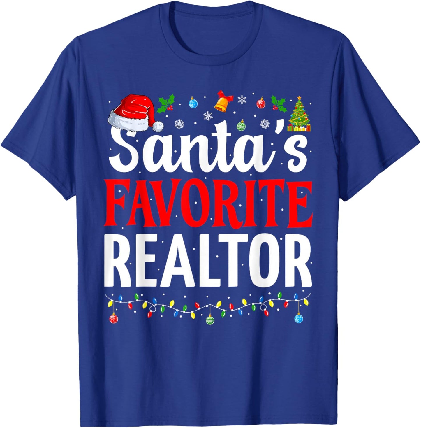 Santa’s Favorite Realtor Cool Christmas Realtor T-Shirt - T-Shirt | Royal