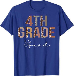 4th Grade Squad Leopard Back to School Women Teachers T-Shirt - T-Shirt | Royal