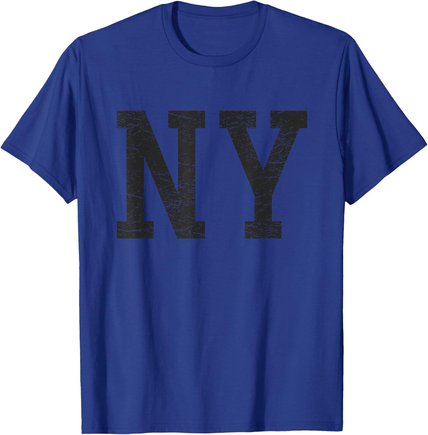 New York Women Men | Black Text Distressed Graphic NY T-Shirt - T-Shirt | Royal
