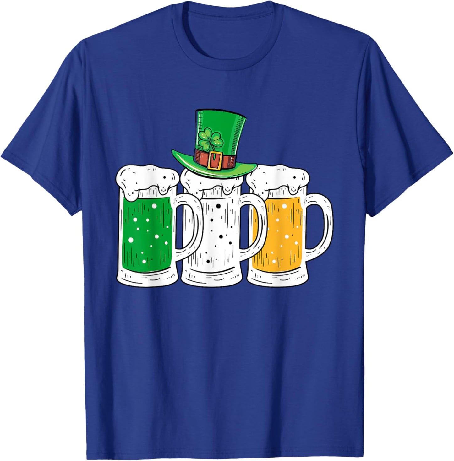St Patricks Day Irish Beer Ireland Flag Clovers Shamrock T-Shirt - T-Shirt | Royal