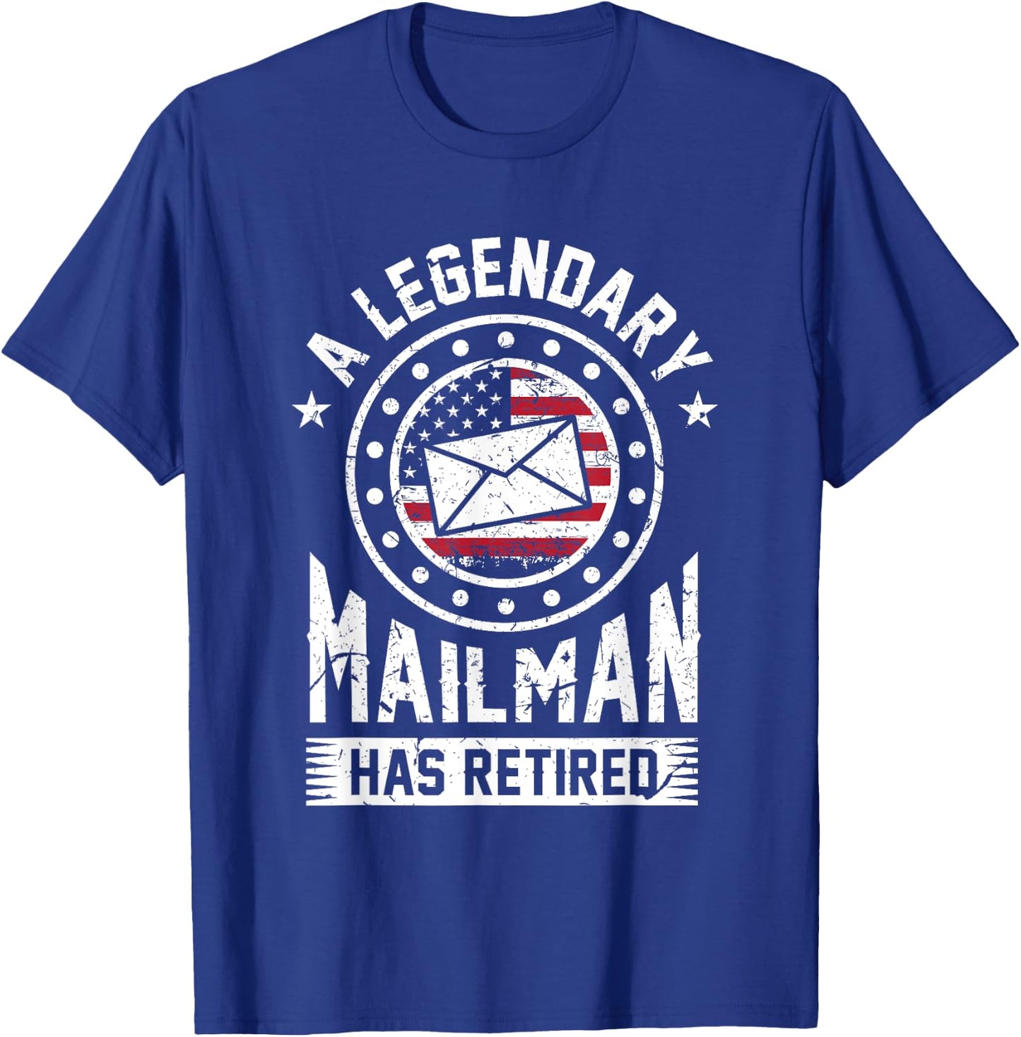 Retired Postal Worker Mailman Postman Post Office Gift T-Shirt - T-Shirt | Royal