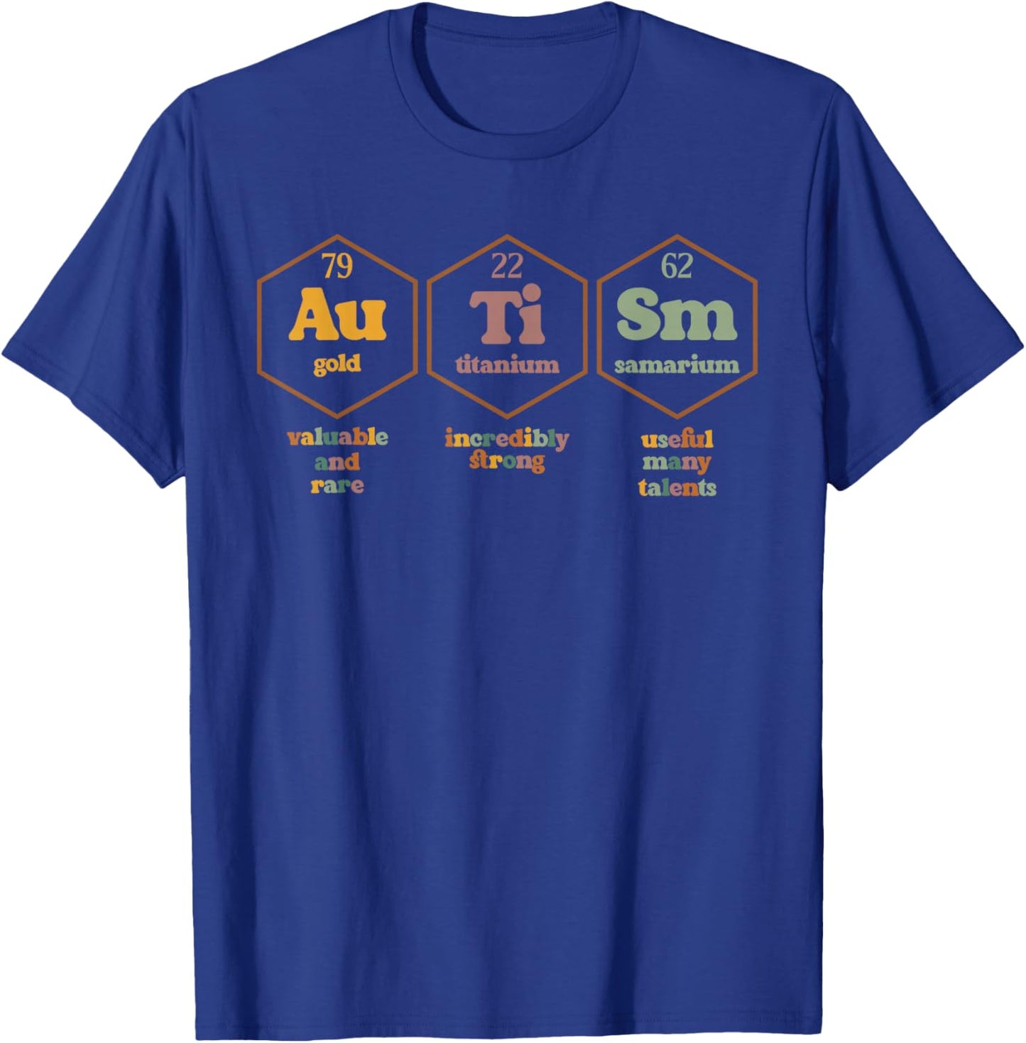 Autism Awareness Women Men Kids Funny Autism Periodic Table T-Shirt - T-Shirt | Royal