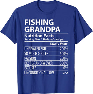 Fishing Grandpa Nutrition Facts | Funny Fishing Grandpa T-Shirt - T-Shirt | Royal