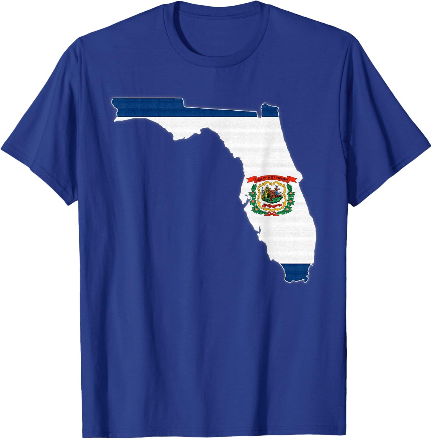 FLORIDA STATE MAP WEST VIRGINIA WV Flag Roots Men Women Gift T-Shirt - T-Shirt | Royal