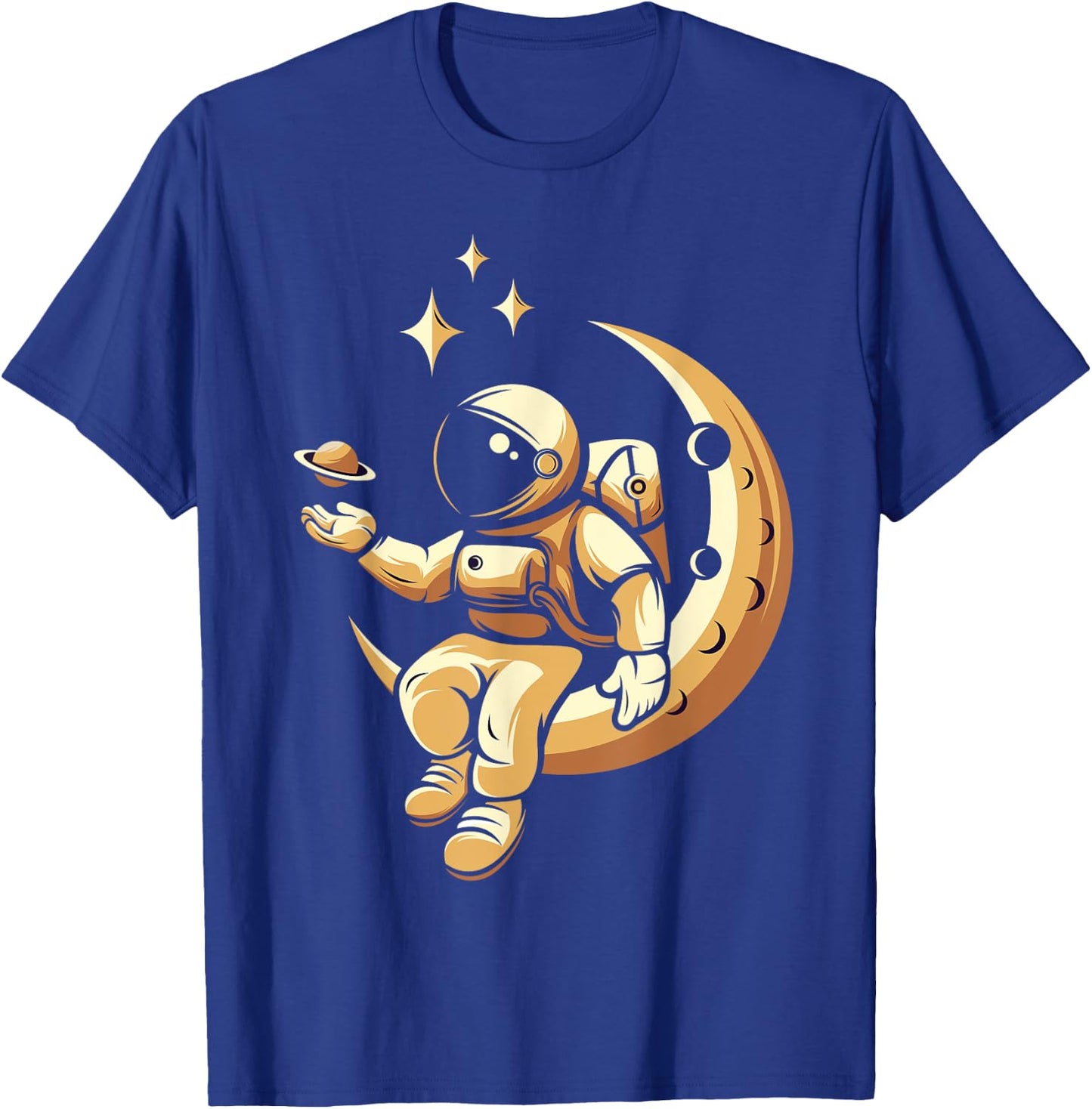 Moon Outer Space Planets Astronaut T-Shirt - T-Shirt | Royal