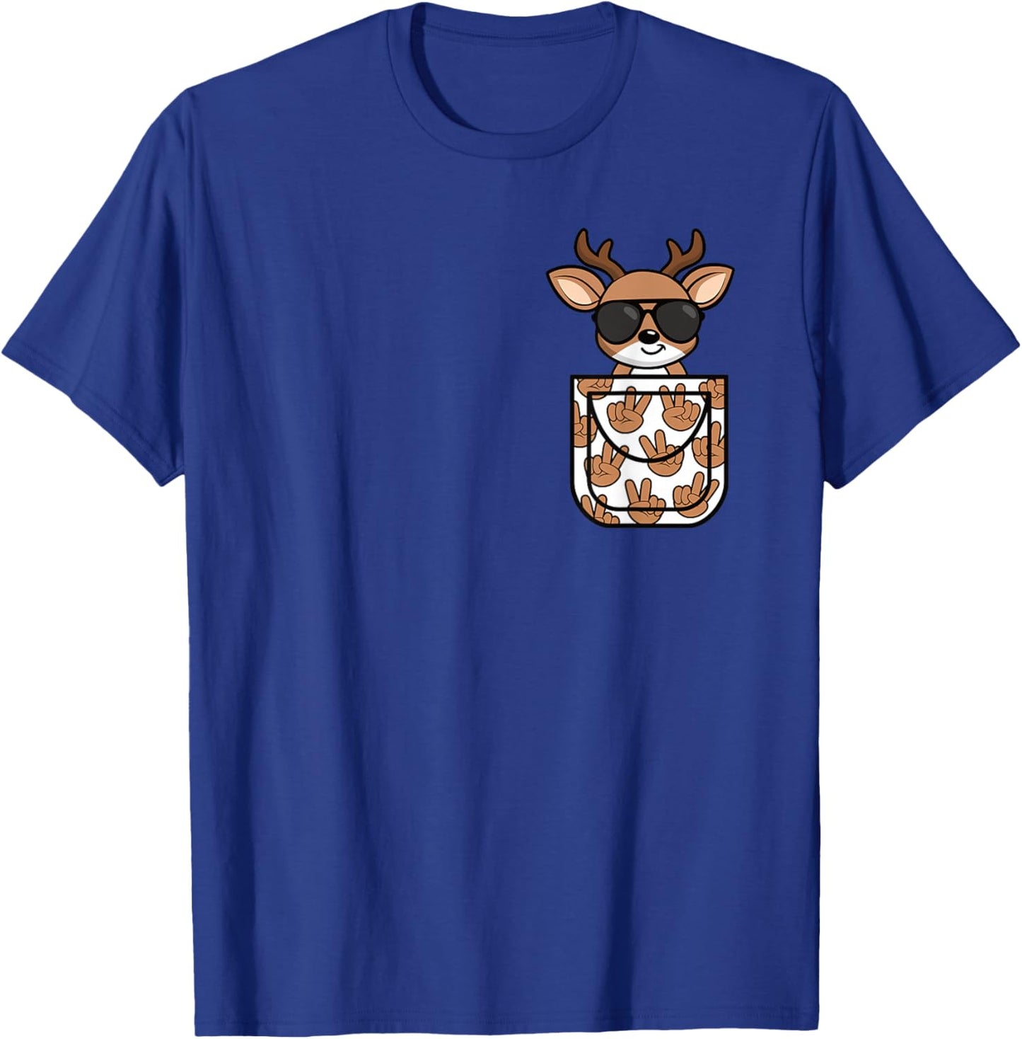 Funny Deer Pocket Men Women Kids T-Shirt - T-Shirt | Royal
