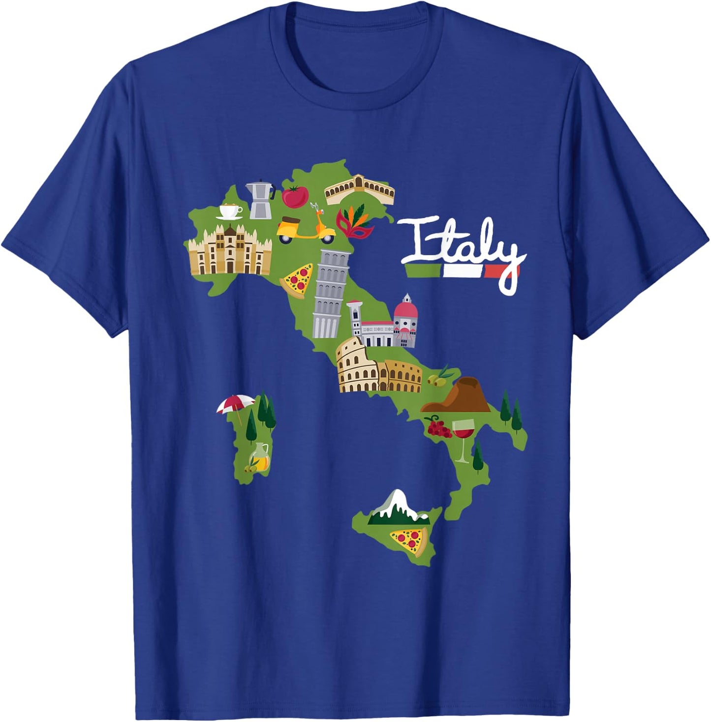 Italy Travel Map Flag Italia Pride Souvenir Vacation T-Shirt - T-Shirt | Royal