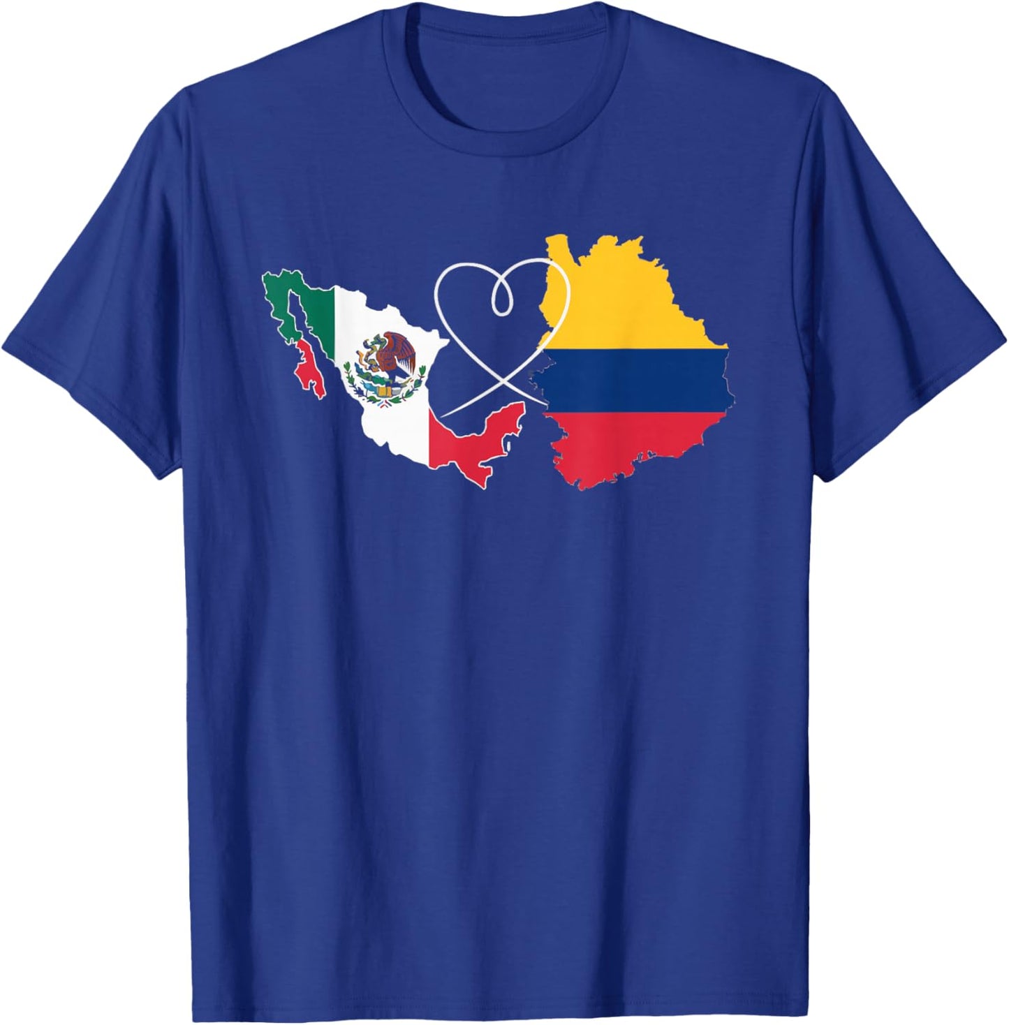Half Columbian Half Mexican Mexico Flag Columbia T-Shirt - T-Shirt | Royal
