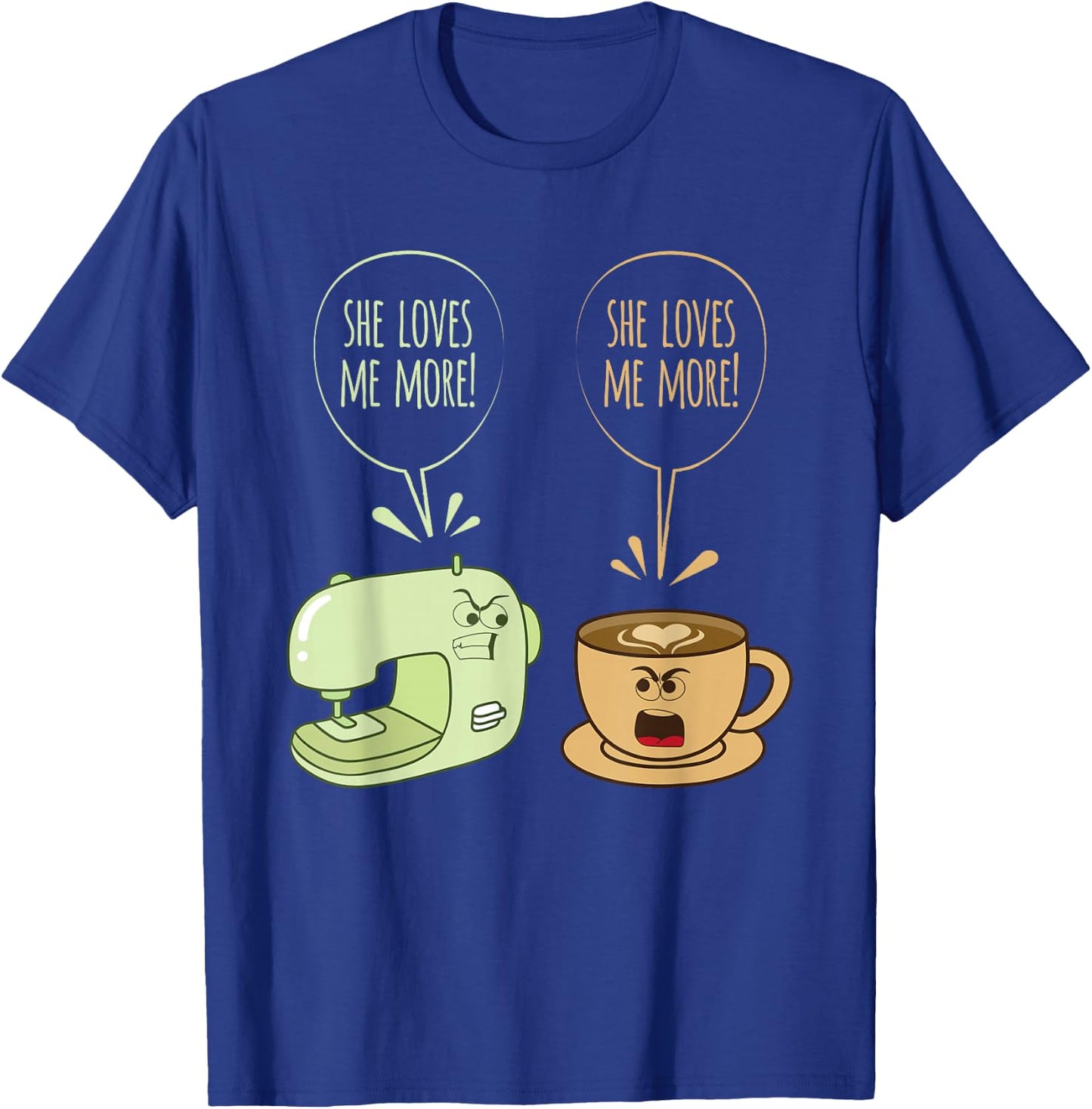 Sewing Machine Coffee Funny Sew Quilting Seamstress Sewer T-Shirt - T-Shirt | Royal
