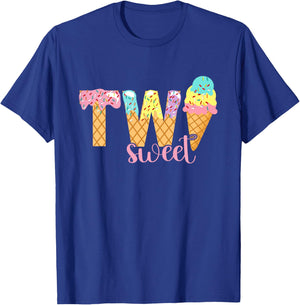 Two Sweet Birthday Shirt Girl 2 Ice Cream 2nd Birthday T-Shirt - T-Shirt | Royal