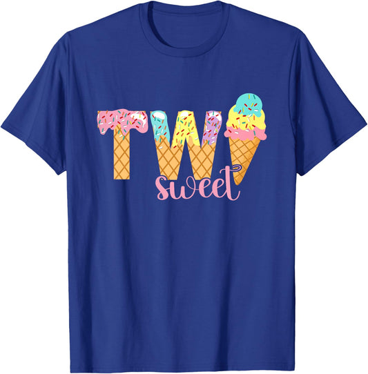 Two Sweet Birthday Shirt Girl 2 Ice Cream 2nd Birthday T-Shirt - T-Shirt | Royal
