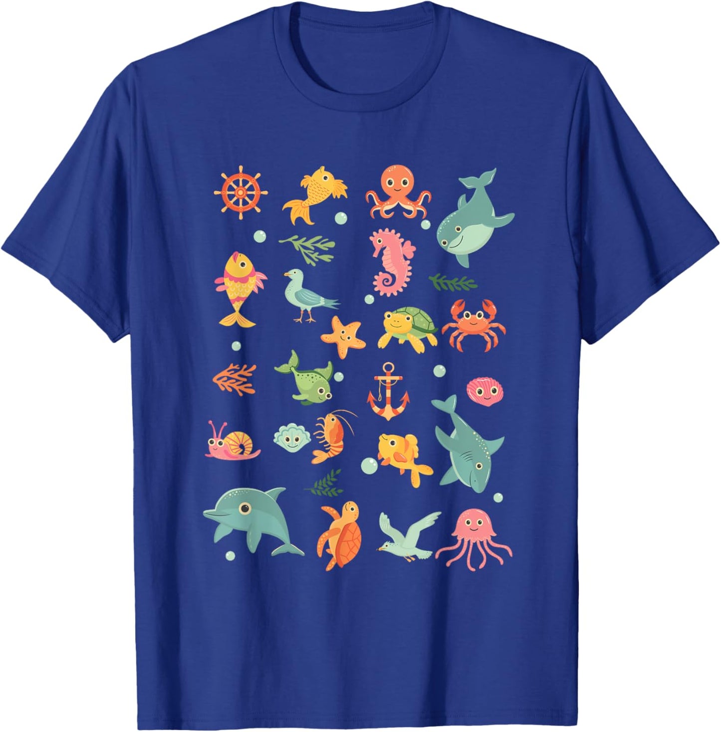 Cute Ocean Creatures Clownfish Sea Animals Kids Children T-Shirt - T-Shirt | Royal