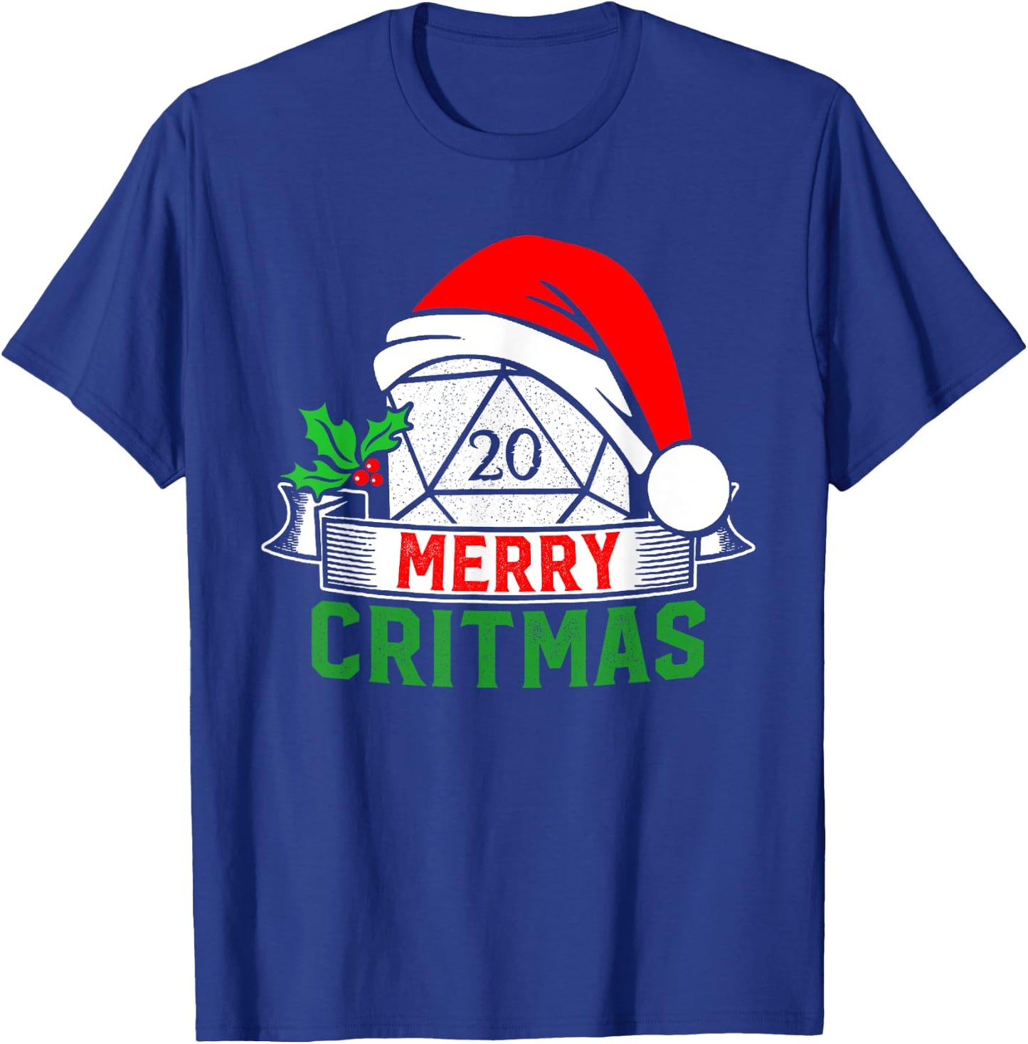 Merry Critmas Tabletop D20 RPG Gamer - Funny Christmas T-Shirt - T-Shirt | Royal