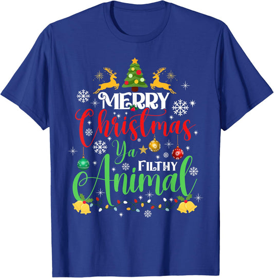 Merry Christmas Animal Filthy Ya Xmas Family Pajama T-Shirt - T-Shirt | Royal