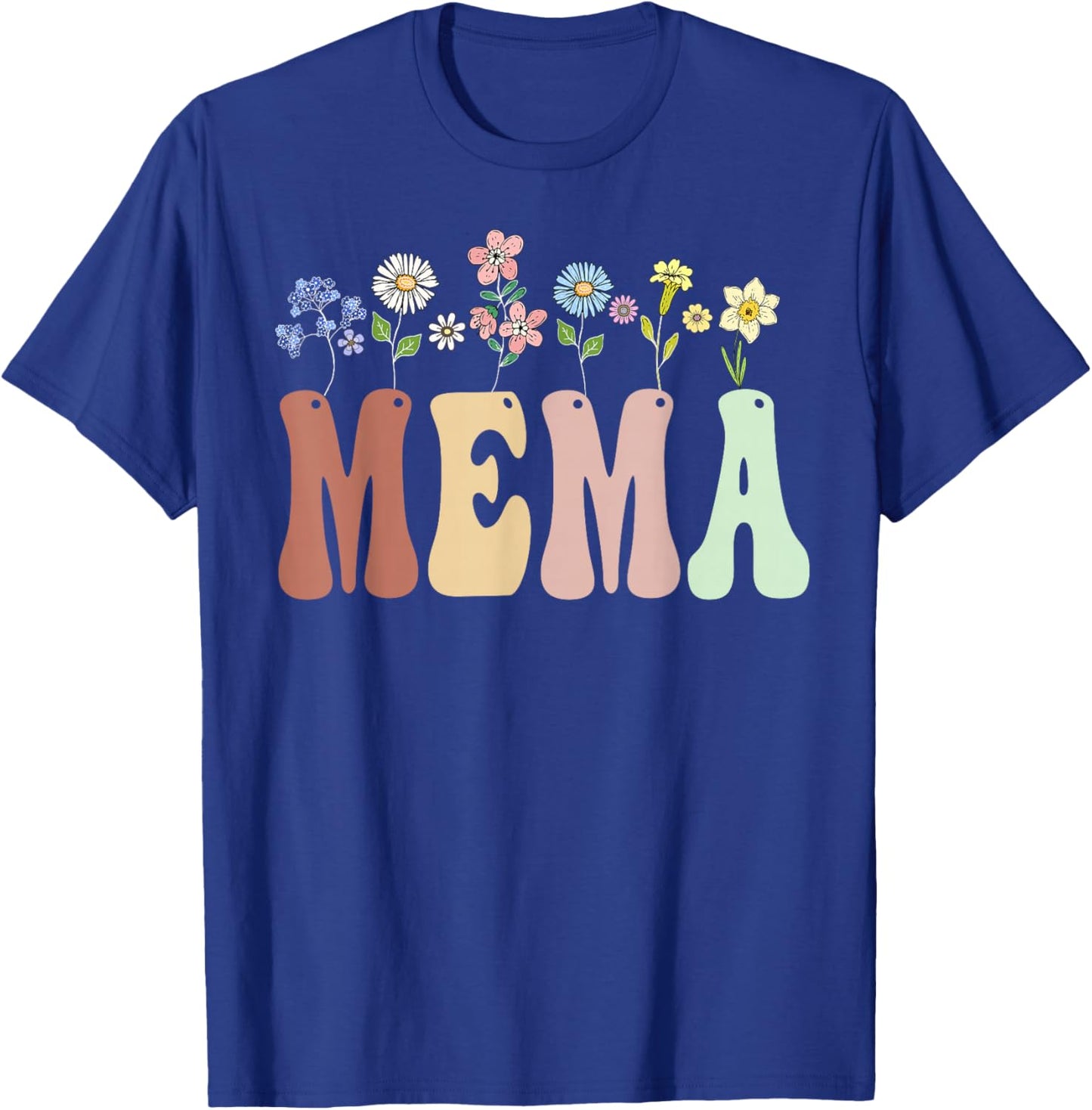 Mema Gifts Women Wildflower Floral Design Mema T-Shirt - T-Shirt | Royal