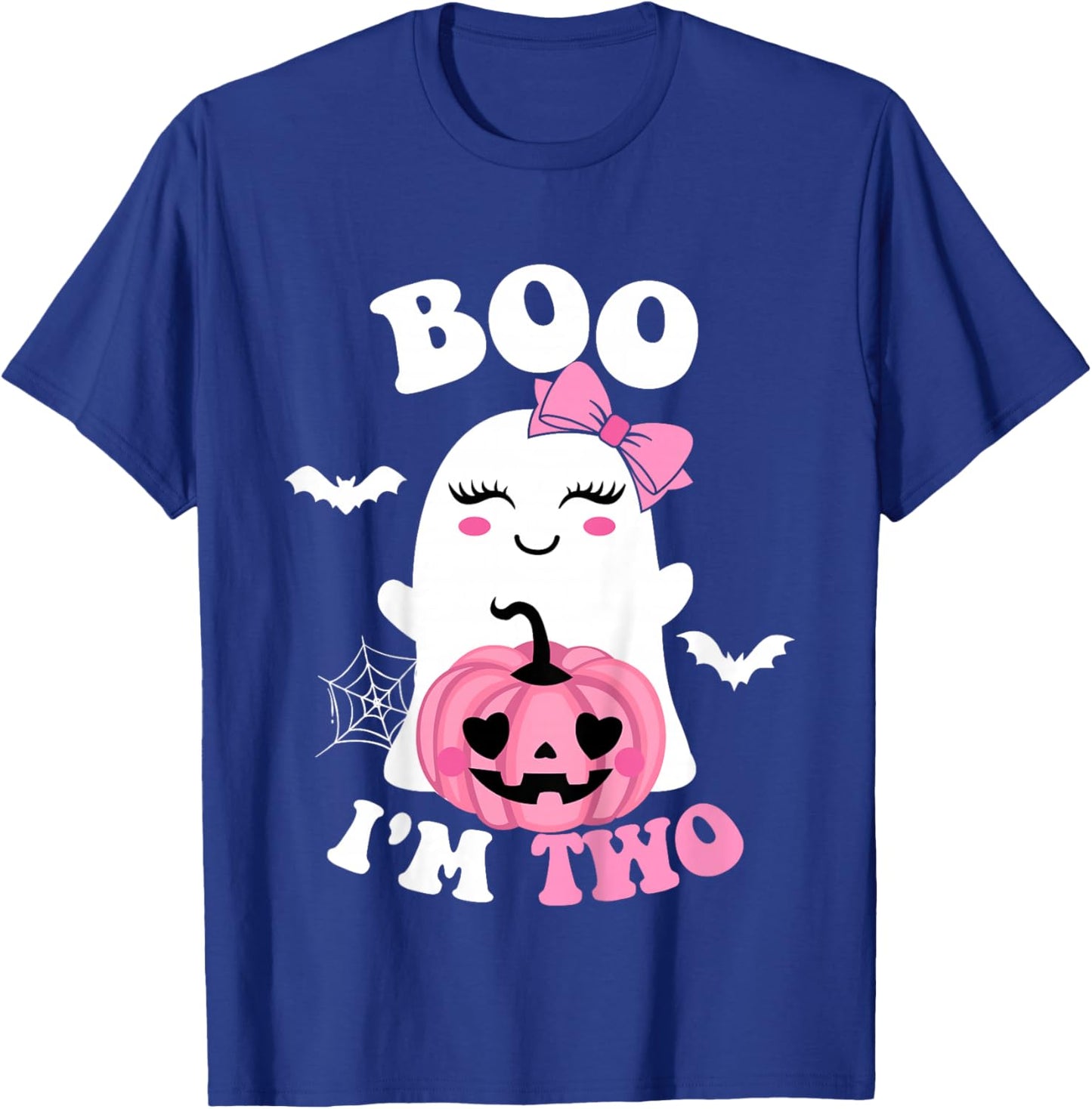 Kids Ghost Boo I'm Two Yr 2nd Birthday Kids Halloween Groovy T-Shirt - T-Shirt | Royal