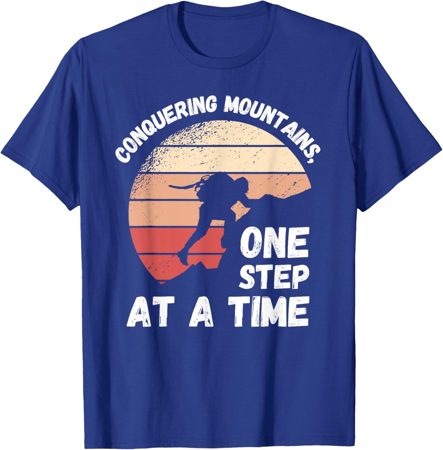 Rock Climbing Retro Conquering mountains, one step at a time T-Shirt - T-Shirt | Royal