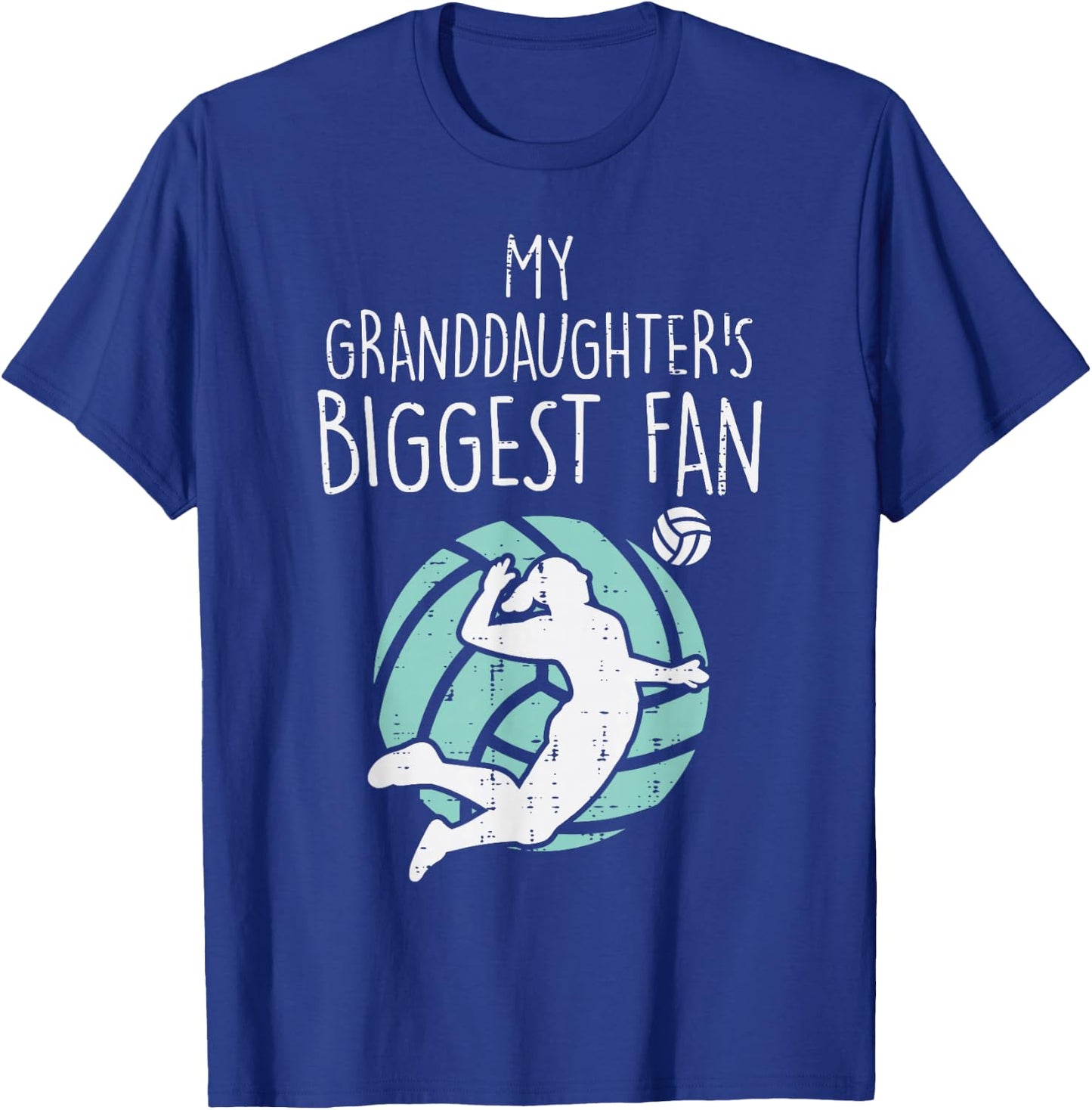 Granddaughters Biggest Fan Volleyball Family Grandma Grandpa T-Shirt - T-Shirt | Royal