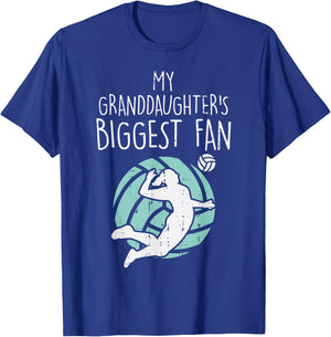 Granddaughters Biggest Fan Volleyball Family Grandma Grandpa T-Shirt - T-Shirt | Royal