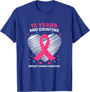 15 Years Cancer Free Gifts 15 Year Breast Cancer Survivor T-Shirt - T-Shirt | Royal