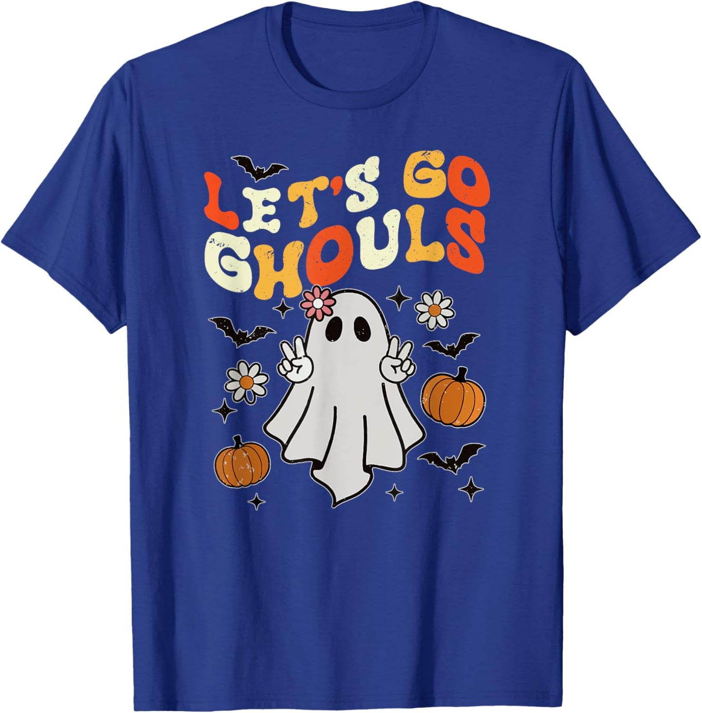 Halloween Lets Go Ghouls Ghost Retro Shirts Women Girl Kids T-Shirt - T-Shirt | Royal