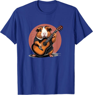 Guinea Pig playing Acoustic Guitar, Guinea Pig Guitarist T-Shirt - T-Shirt | Royal