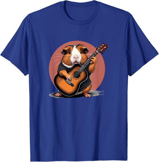 Guinea Pig playing Acoustic Guitar, Guinea Pig Guitarist T-Shirt - T-Shirt | Royal