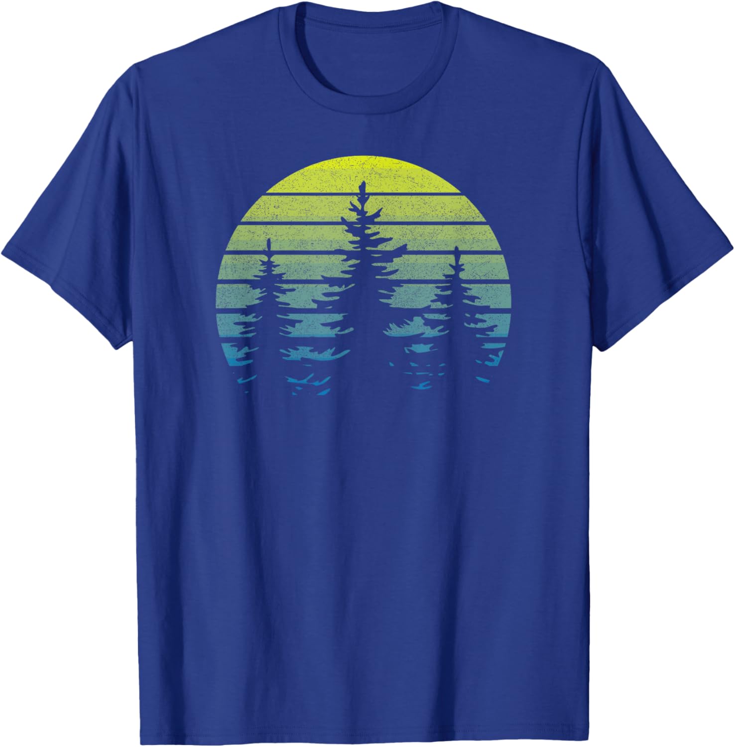Vintage Sunset Trees Hiking Camping Souvenir Retro Throwback T-Shirt - T-Shirt | Royal
