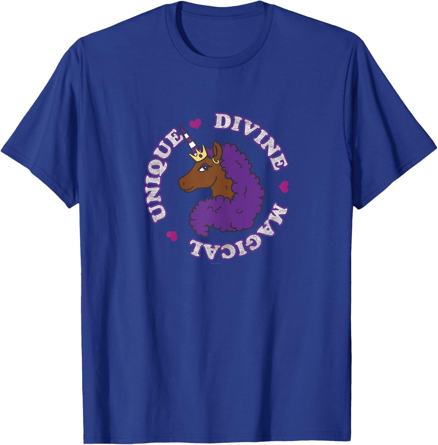 Afro Unicorn Unique Divine Magical Unique Purple Mane T-Shirt - T-Shirt | Royal