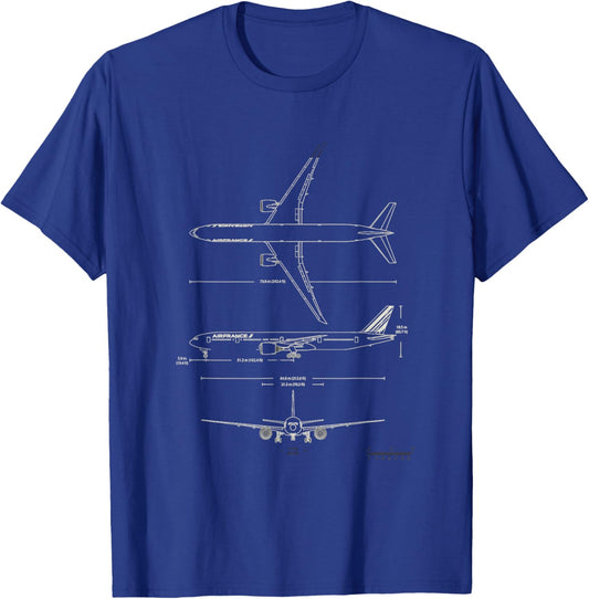 B-777 Aircraft blueprint T-Shirt - T-Shirt | Royal
