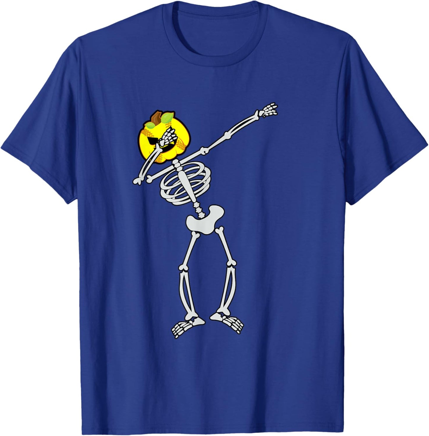 Softball Halloween Skeleton Dabbing Pumpkin T-Shirt - T-Shirt | Royal