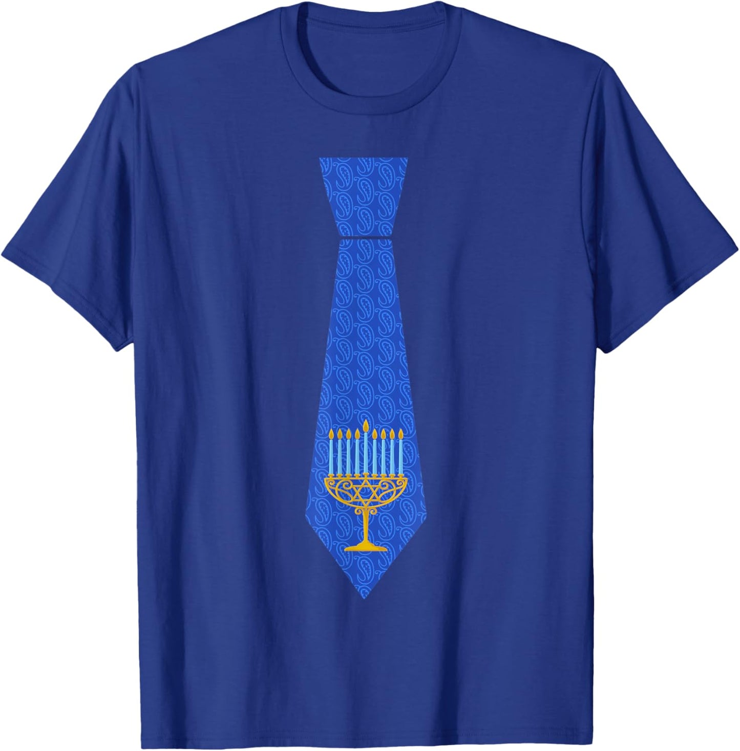 Funny Hanukkah Blue Necktie Menorah Jew Boys Costume T-Shirt - T-Shirt | Royal
