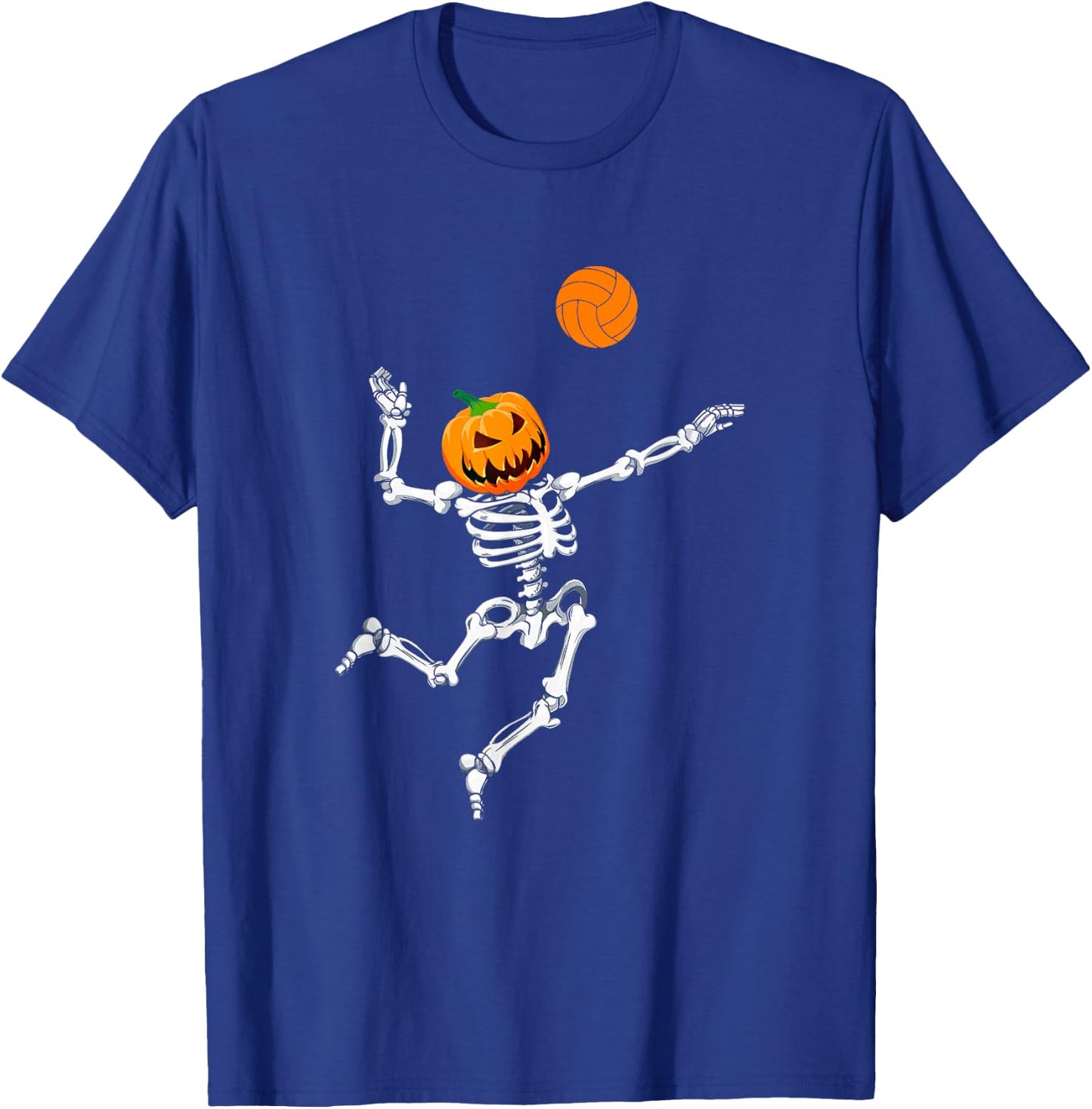 Skeleton Volleyball Halloween Pumpkin T-Shirt - T-Shirt | Royal