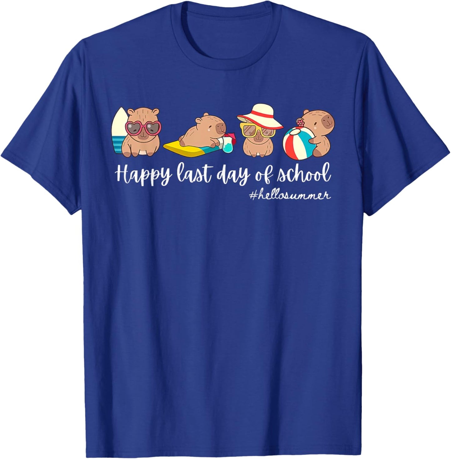 Schools Out For Summer Last Day Of School Teacher Capybara T-Shirt - T-Shirt | Royal