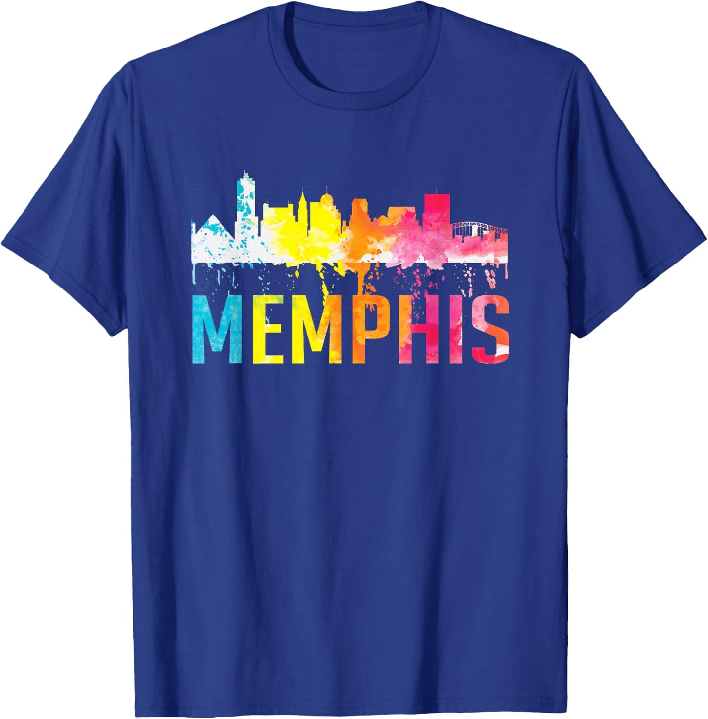 Memphis Tennessee Watercolor Art City Skyline Souvenir Gift T-Shirt - T-Shirt | Royal