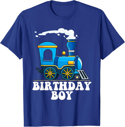 Birthday Boy Choo Choo Blue Train Lovers Party Kids Toddlers T-Shirt - T-Shirt | Royal