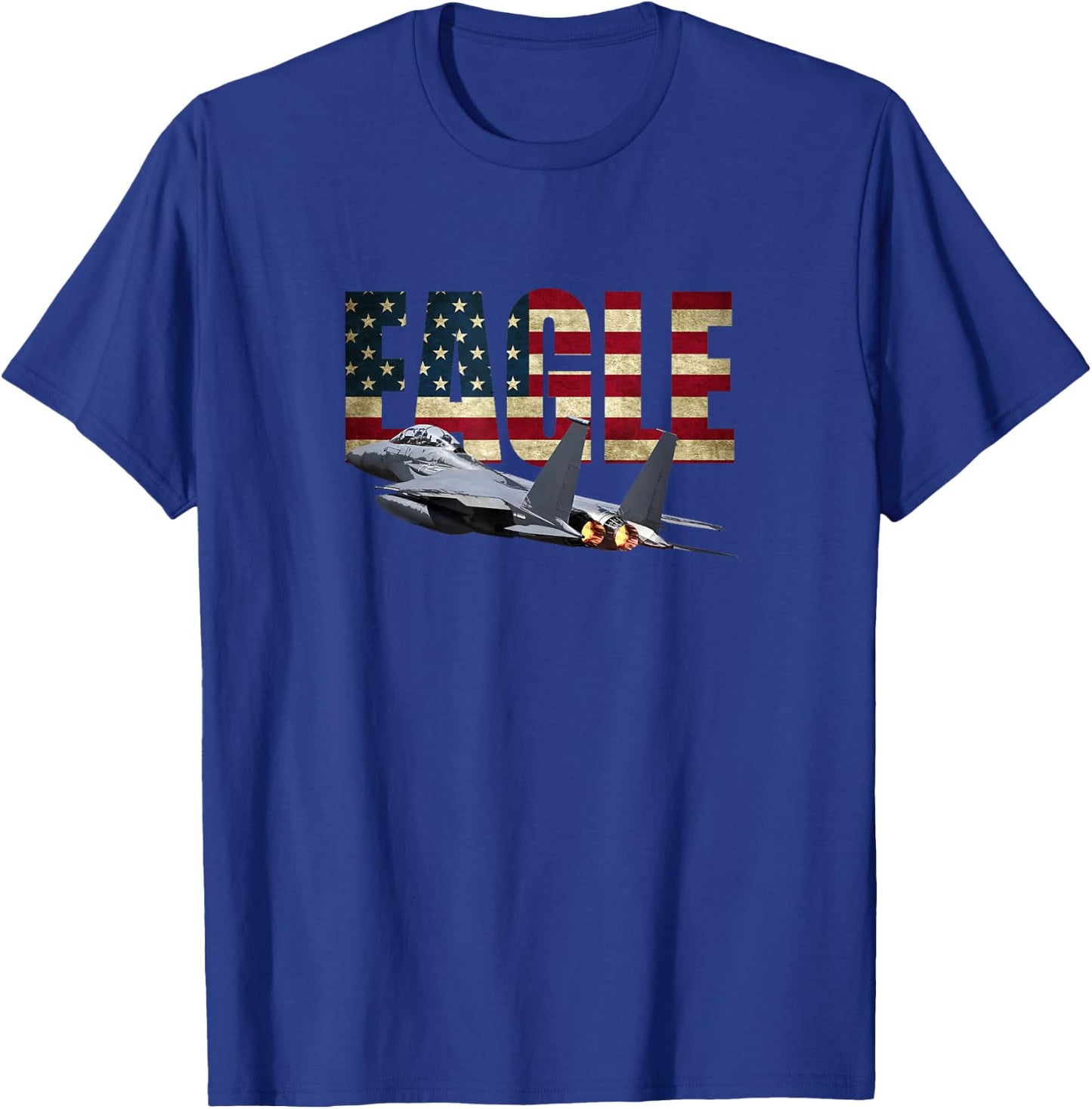 F-15 Eagle Fighter Plane Jet Us Flag T-Shirt - T-Shirt | Royal