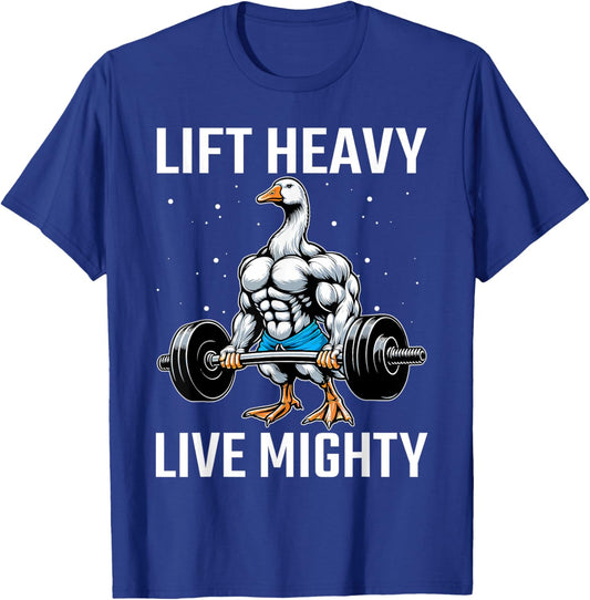 Lifting Laughs and Weights Funny Goose Lover Gym Fitness T-Shirt - T-Shirt | Royal