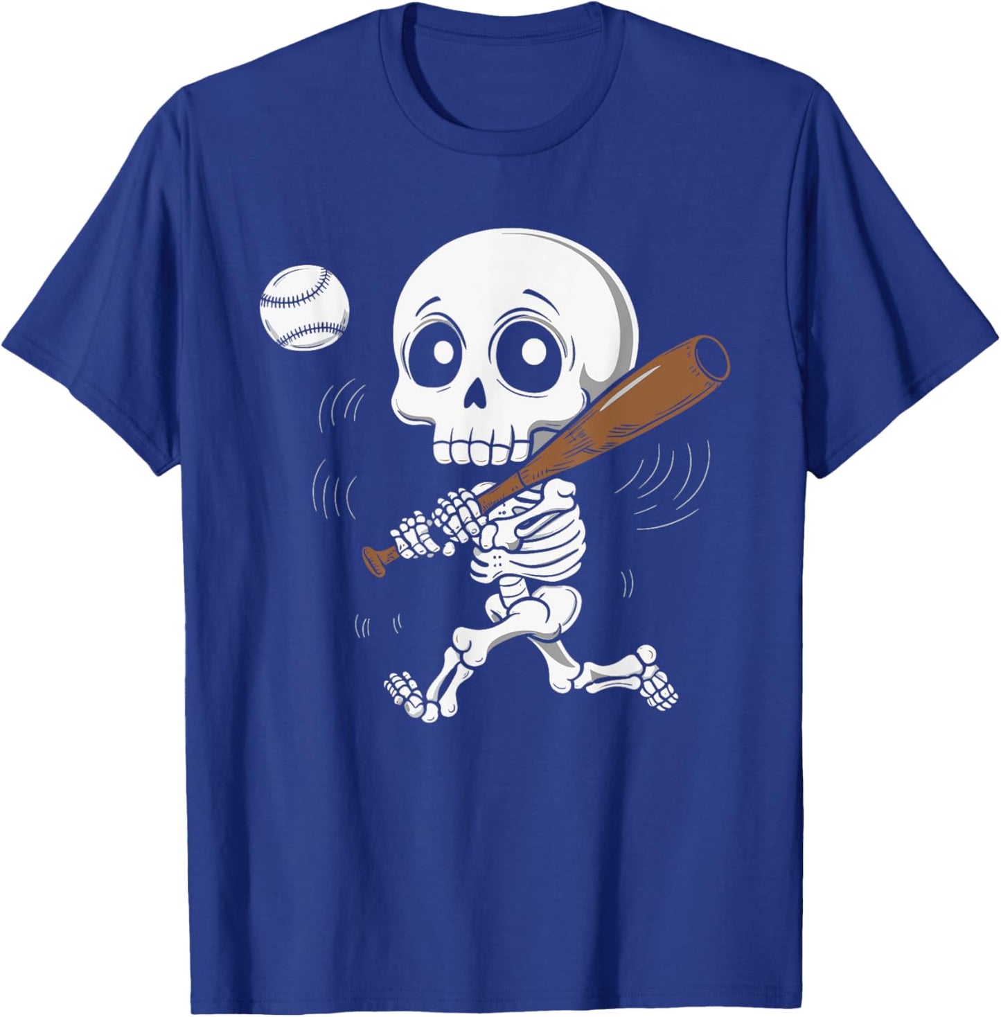 Skeleton Playing Baseball T-Shirt - T-Shirt | Royal