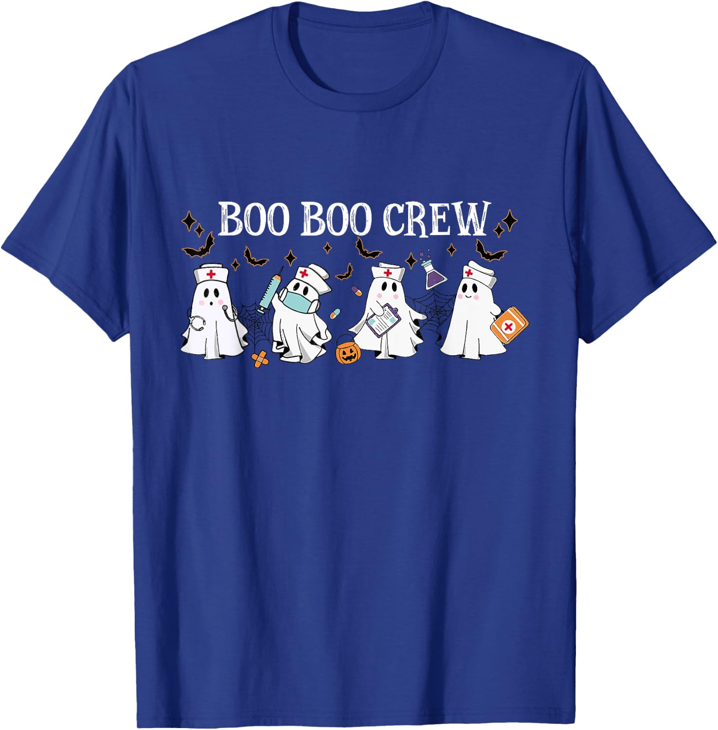 Boo Boo Crew Ghost Nurse Funny Nurse Cute Ghost Halloween T-Shirt - T-Shirt | Royal