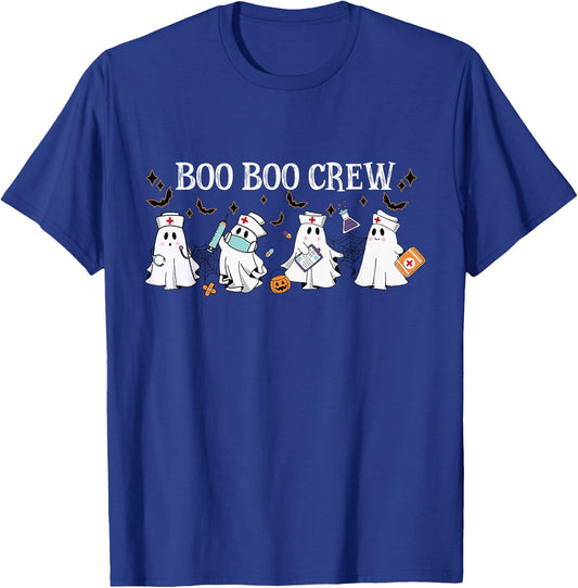Boo Boo Crew Ghost Nurse Funny Nurse Cute Ghost Halloween T-Shirt - T-Shirt | Royal