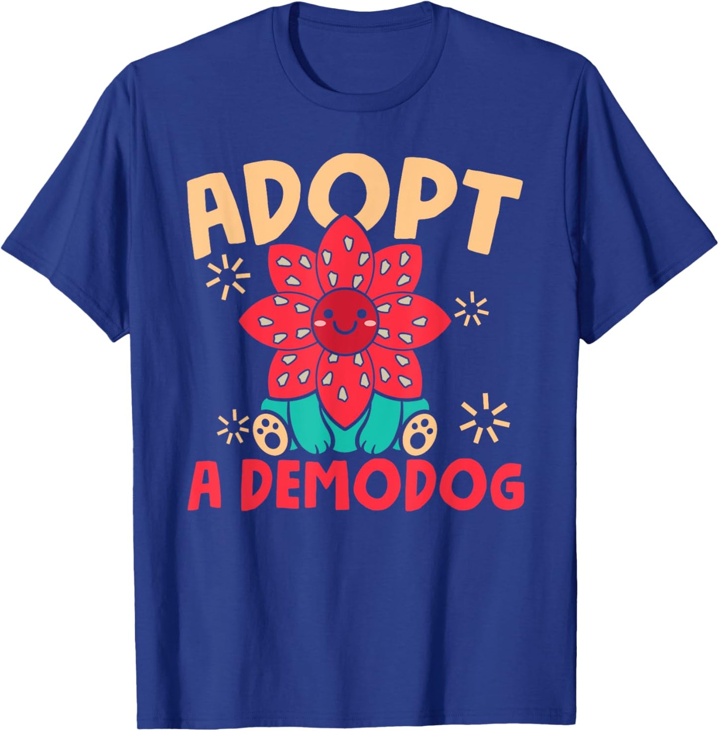 Dog Lover Funny Adopt A Demodog -Adults Black Modern Cartoon T-Shirt - T-Shirt | Royal