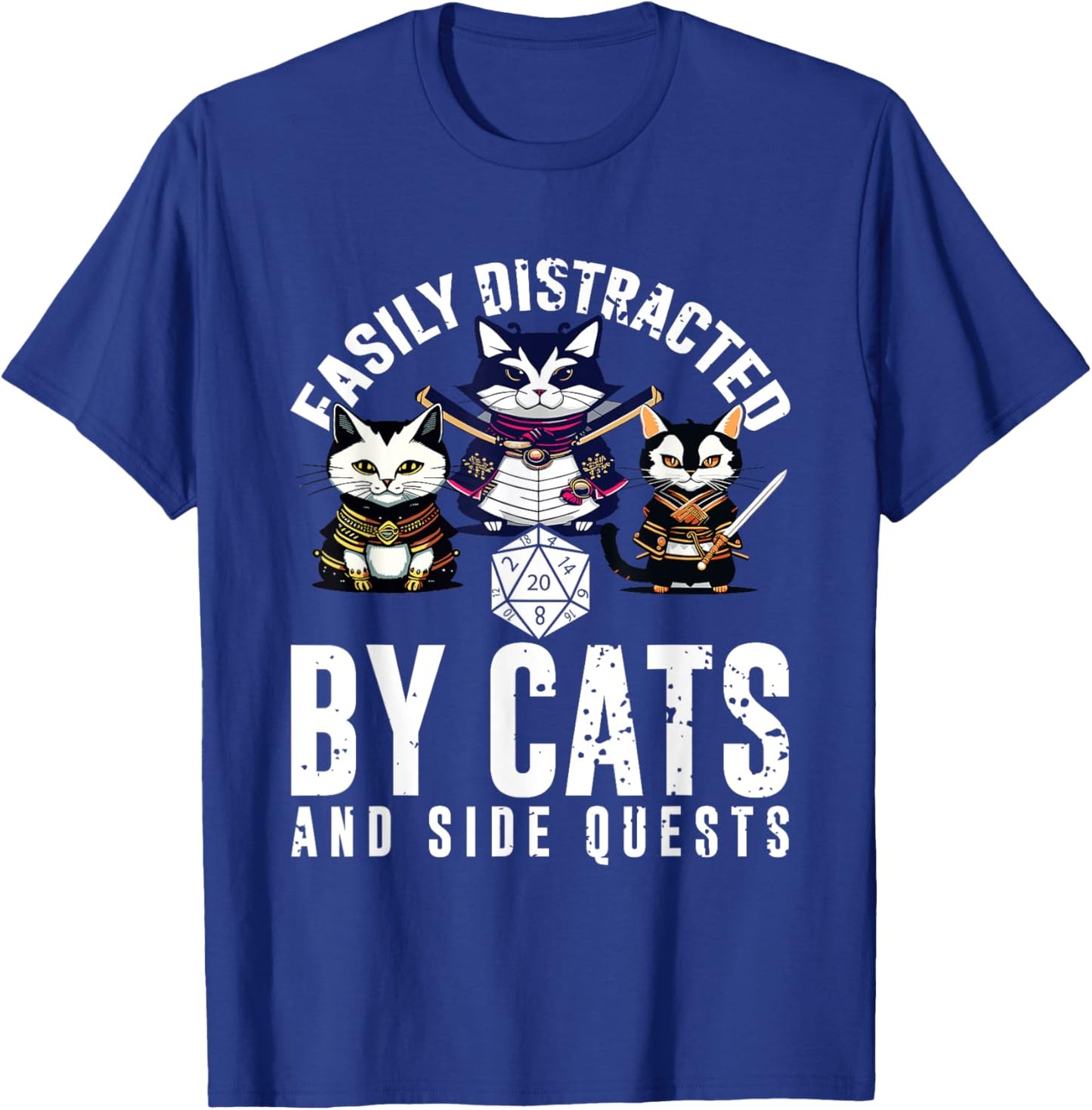 Cats Side Quest Easily Distracted Side Quests Gaming Dice T-Shirt - T-Shirt | Royal